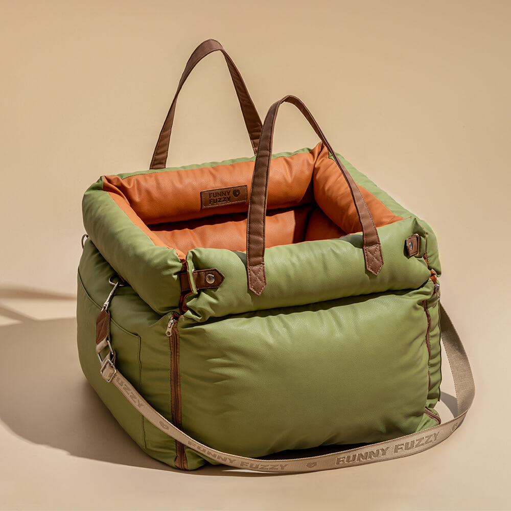 Dog Car Seat Bed Made of Faux Leather - Protection and Comfort