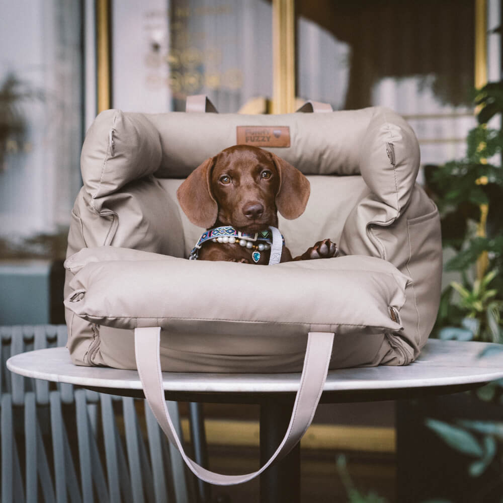 Dog Car Seat Bed Made of Faux Leather - Protection and Comfort