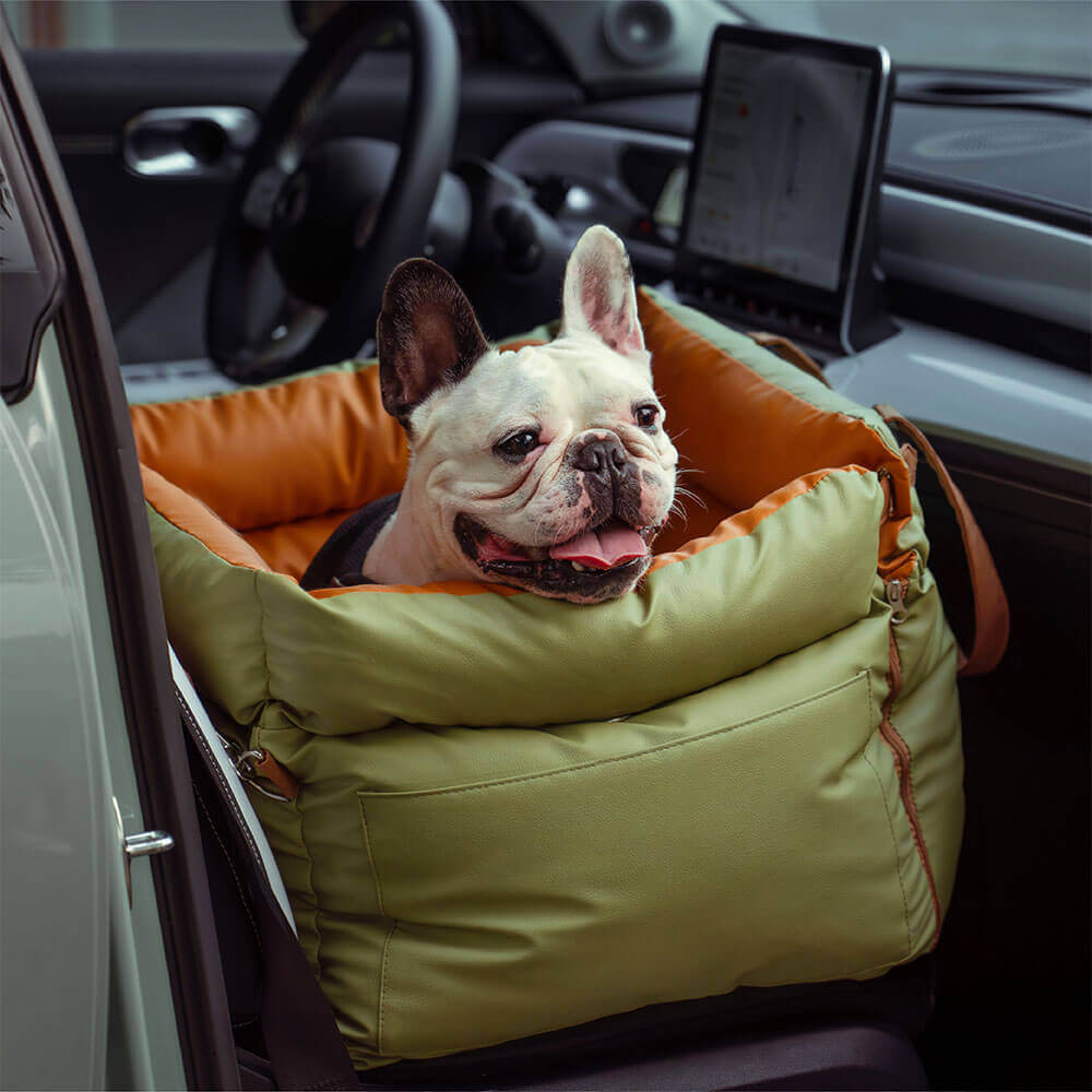 Dog Car Seat Bed Made of Faux Leather - Protection and Comfort