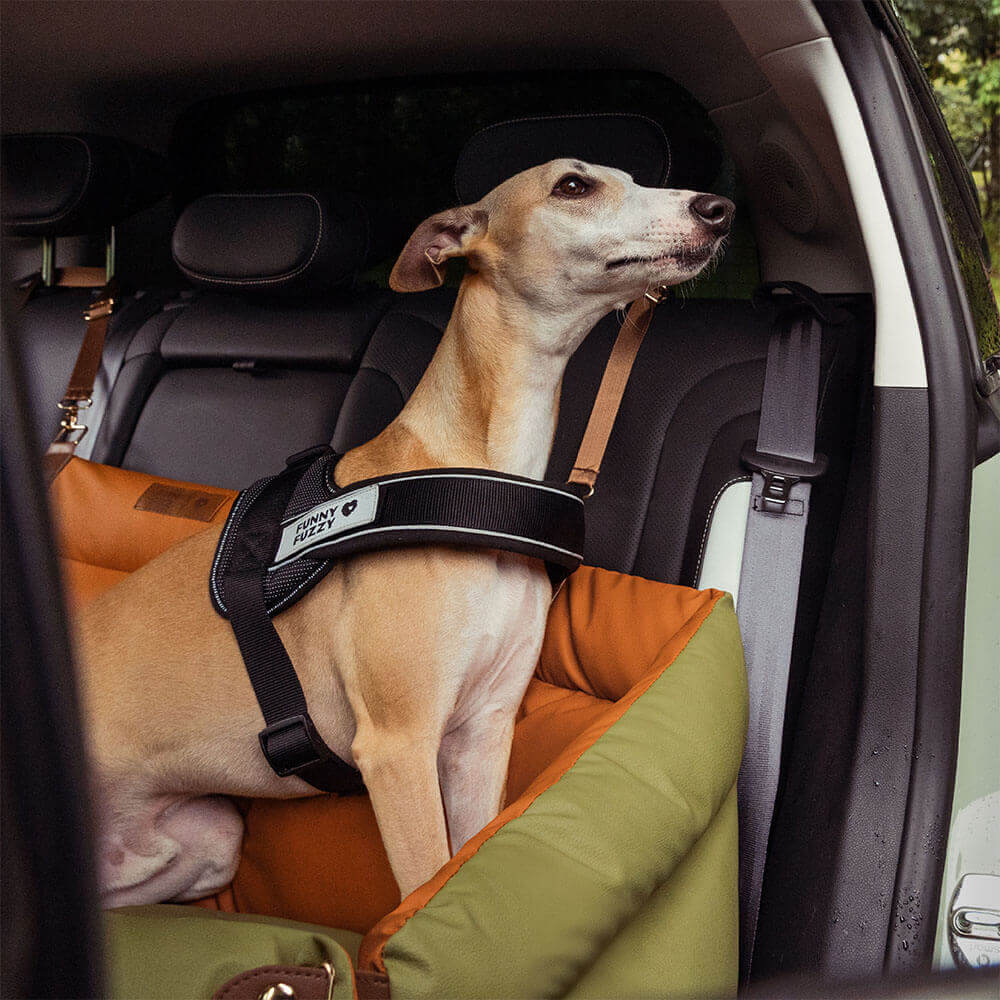 Dog Car Seat Bed Made of Faux Leather - Protection and Comfort