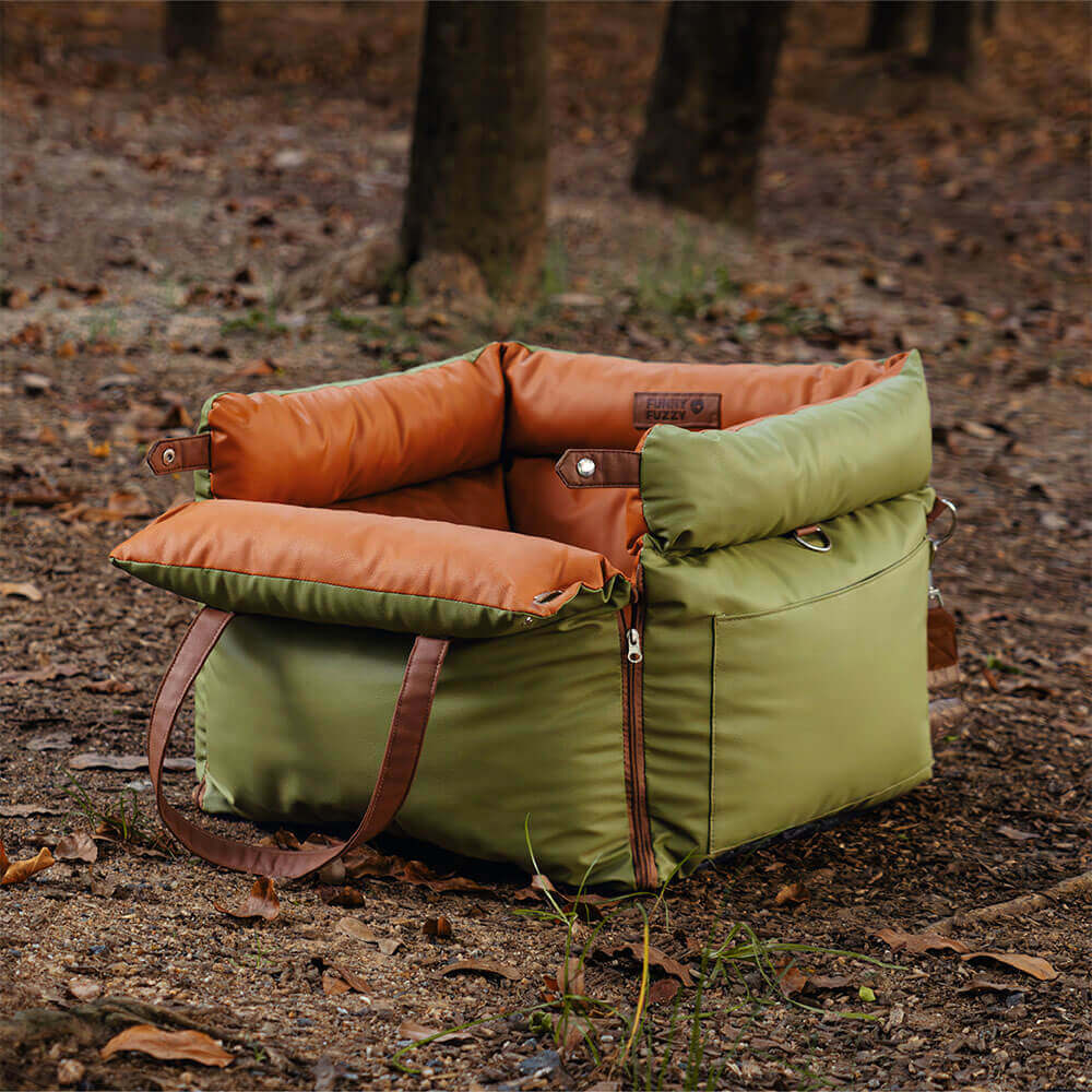 Dog Car Seat Bed Made of Faux Leather - Protection and Comfort