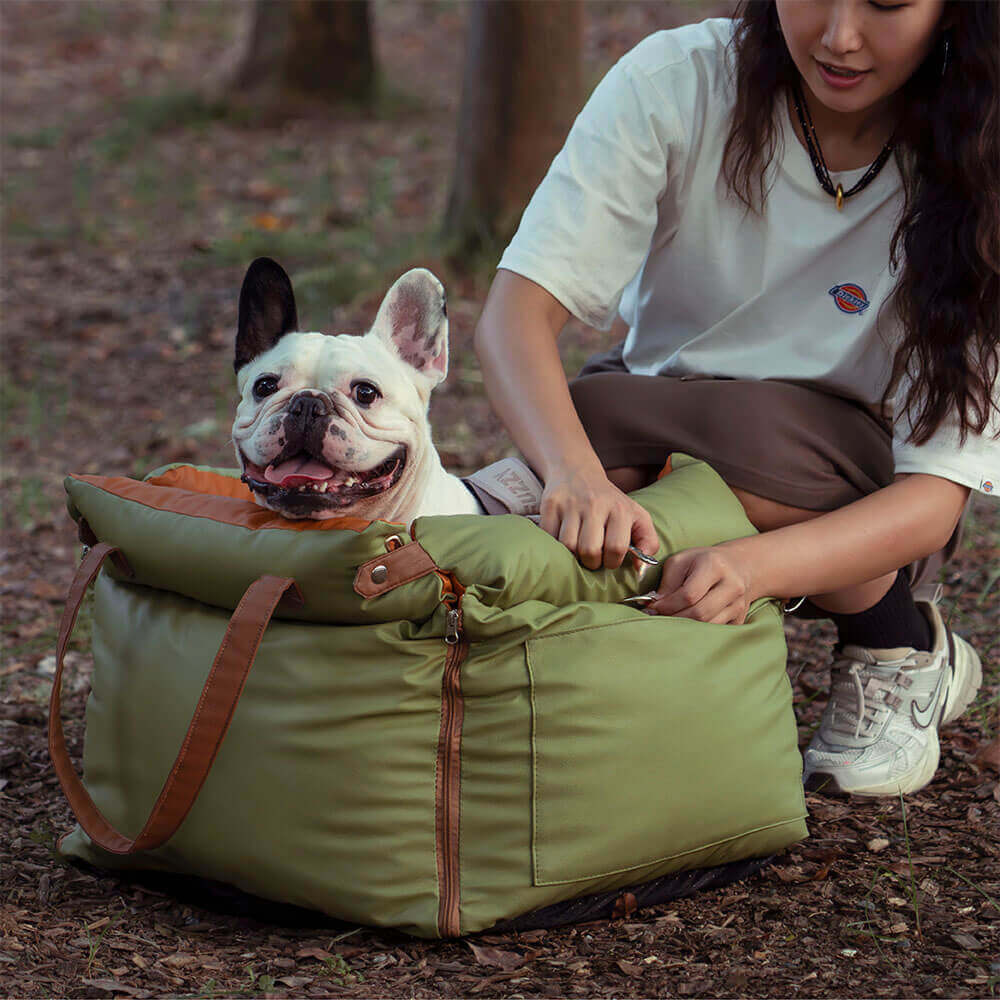 Dog Car Seat Bed Made of Faux Leather - Protection and Comfort