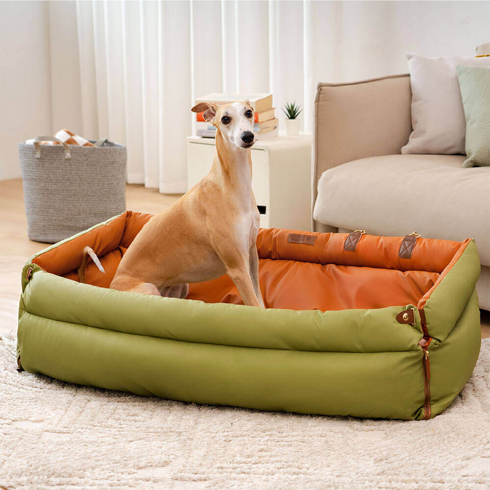 Dog Car Seat Bed Made of Faux Leather - Protection and Comfort