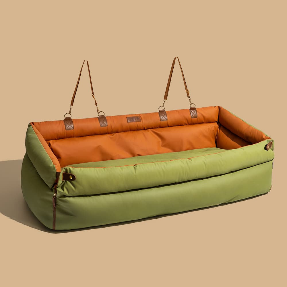 Dog Car Seat Bed Made of Faux Leather - Protection and Comfort