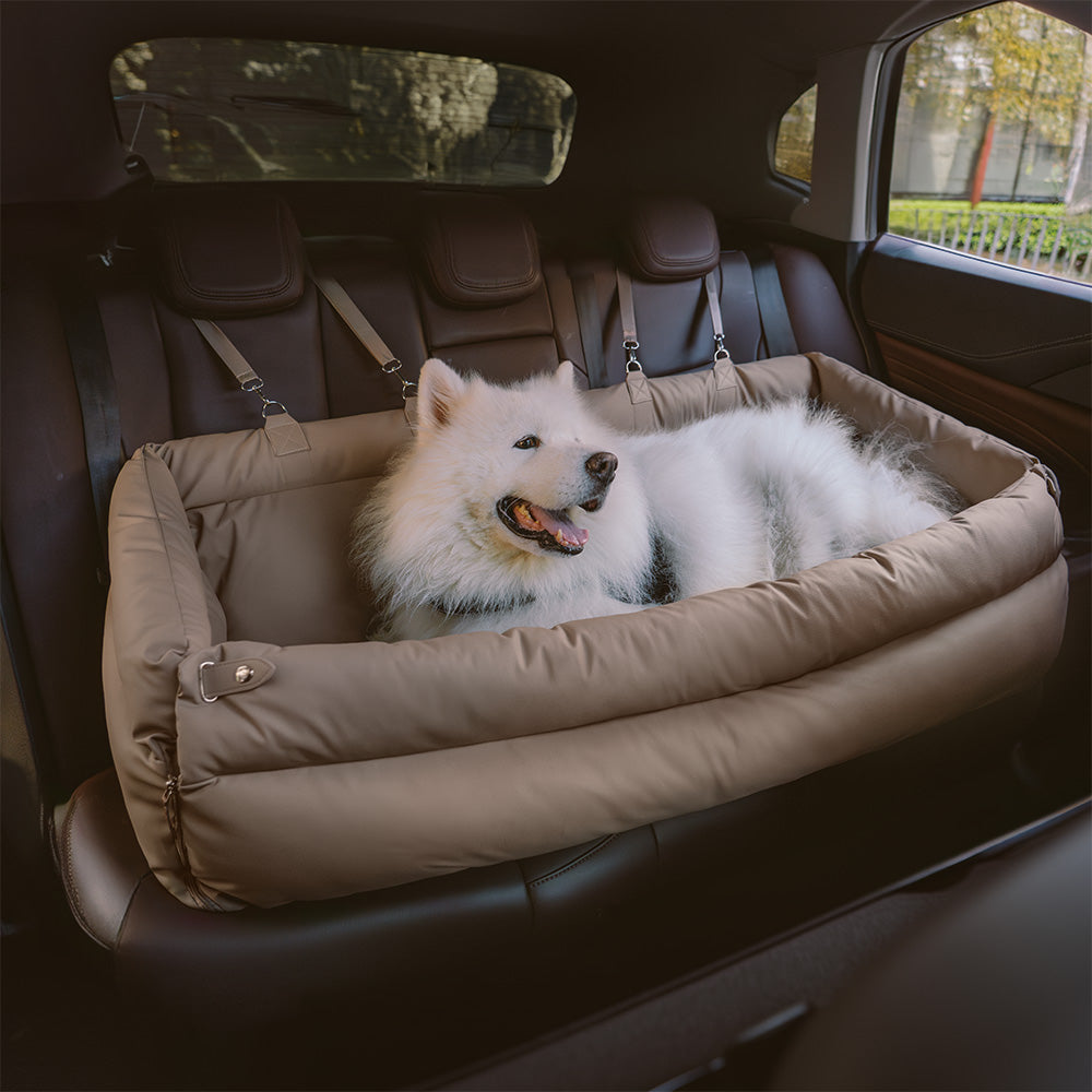 Dog Car Seat Bed Made of Faux Leather - Protection and Comfort