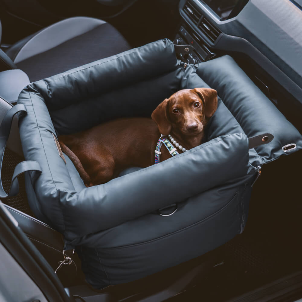 Dog Car Seat Bed Made of Faux Leather - Protection and Comfort