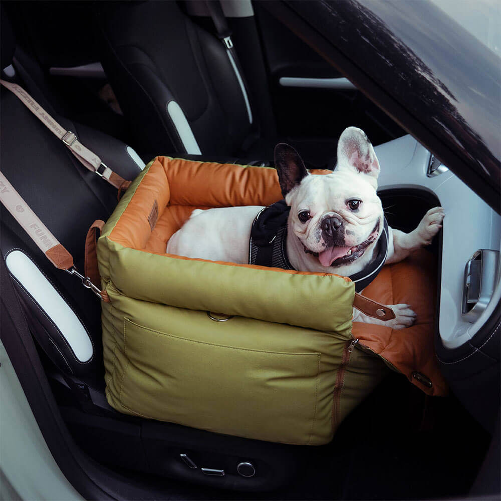 Dog Car Seat Bed Made of Faux Leather - Protection and Comfort