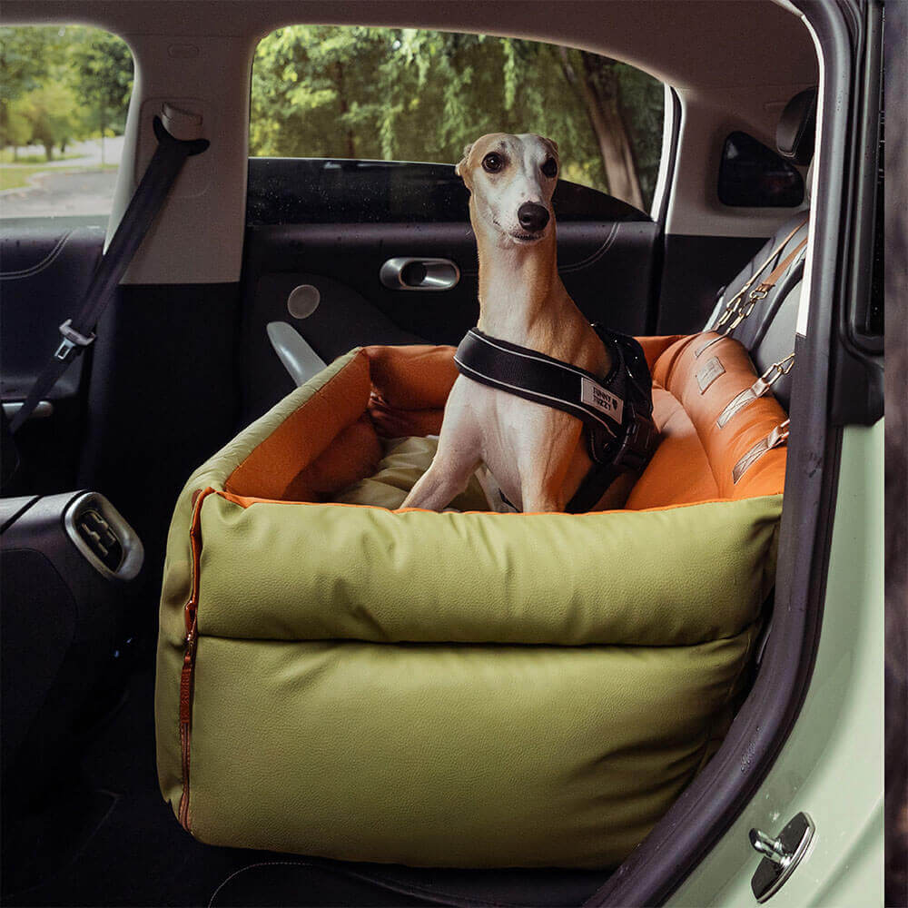 Dog Car Seat Bed Made of Faux Leather - Protection and Comfort