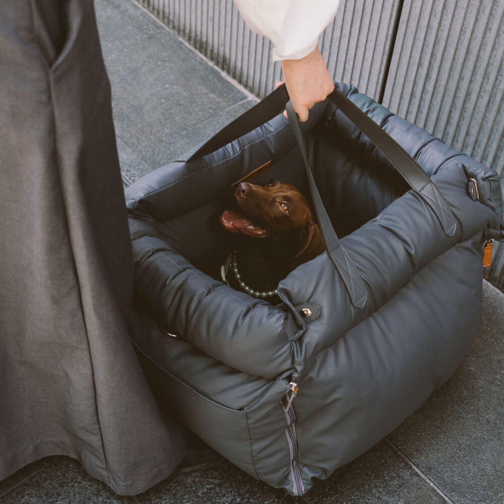 Dog Car Seat Bed Made of Faux Leather - Protection and Comfort