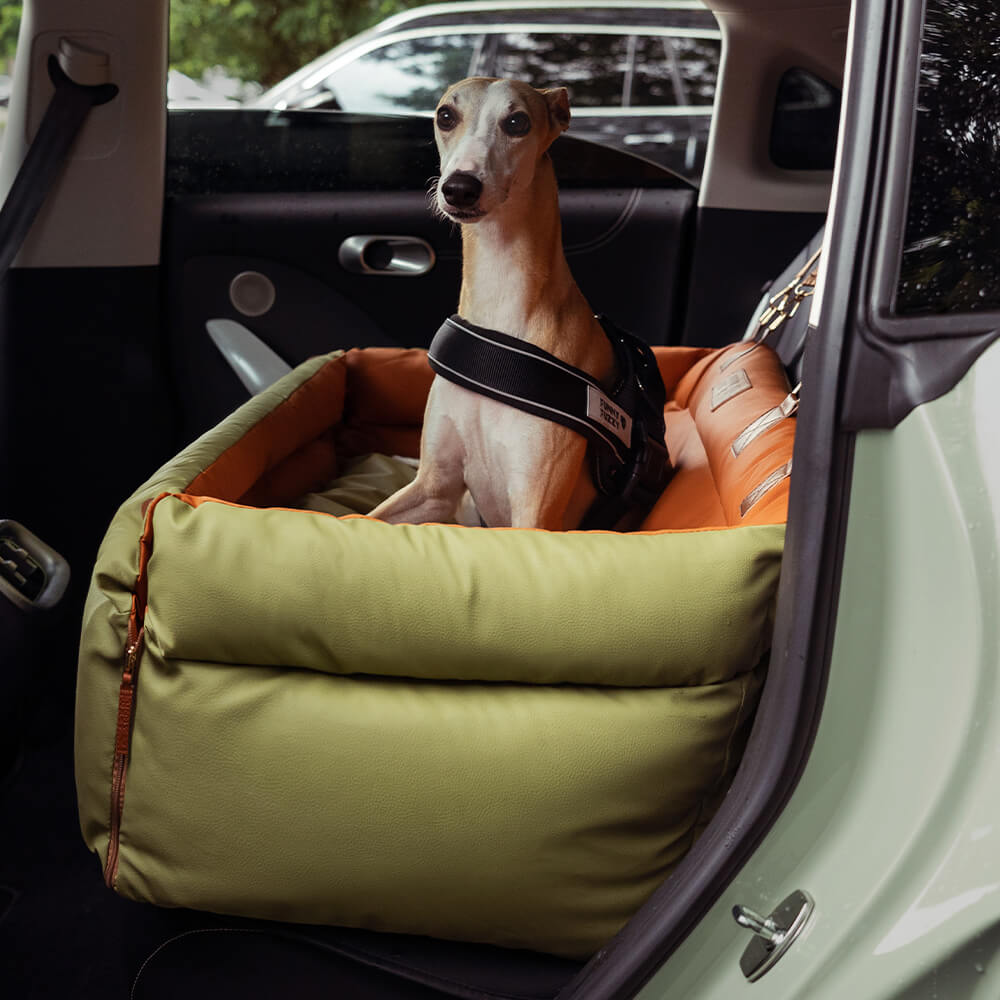 Dog Car Seat Bed Made of Faux Leather - Protection and Comfort