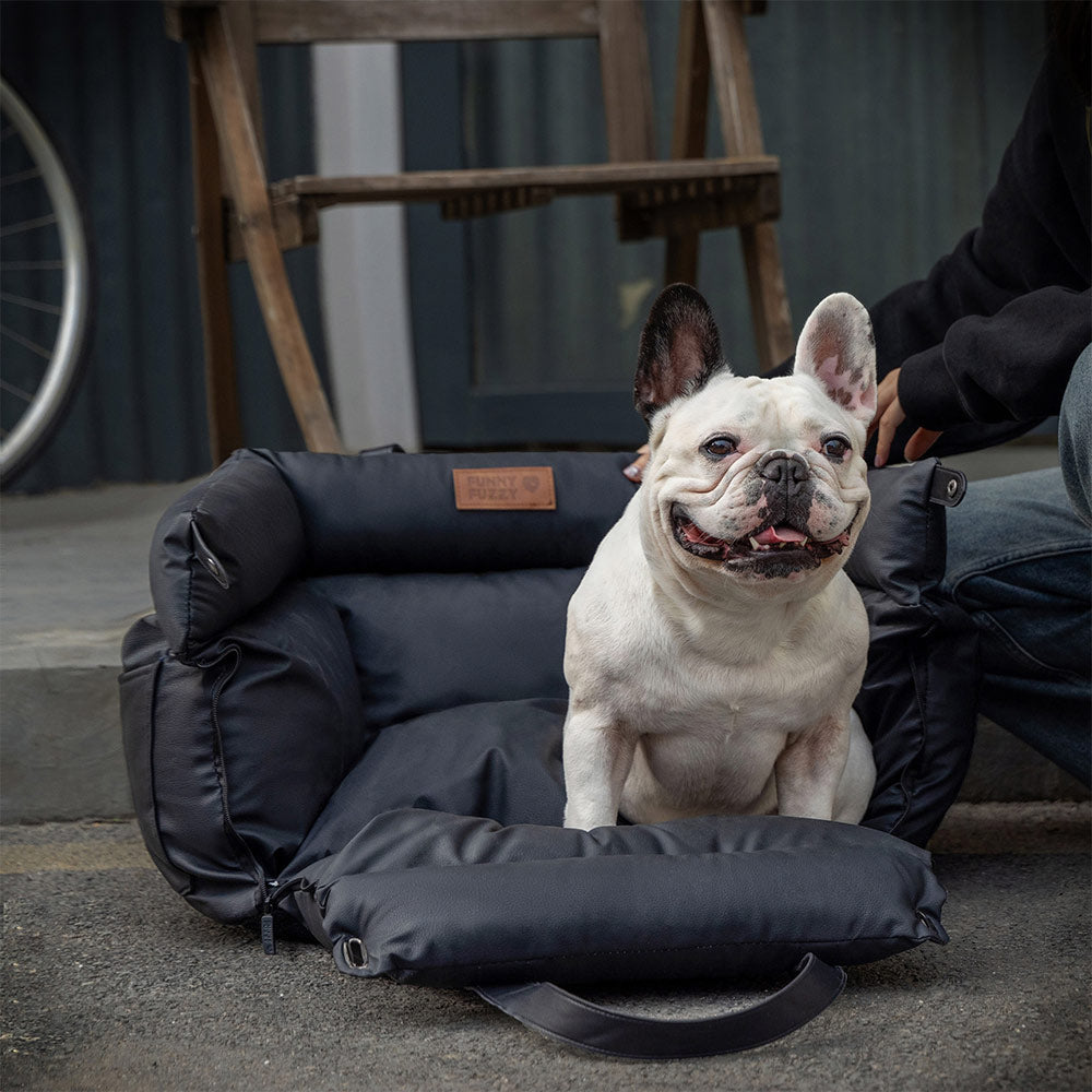 Dog Car Seat Bed Made of Faux Leather - Protection and Comfort