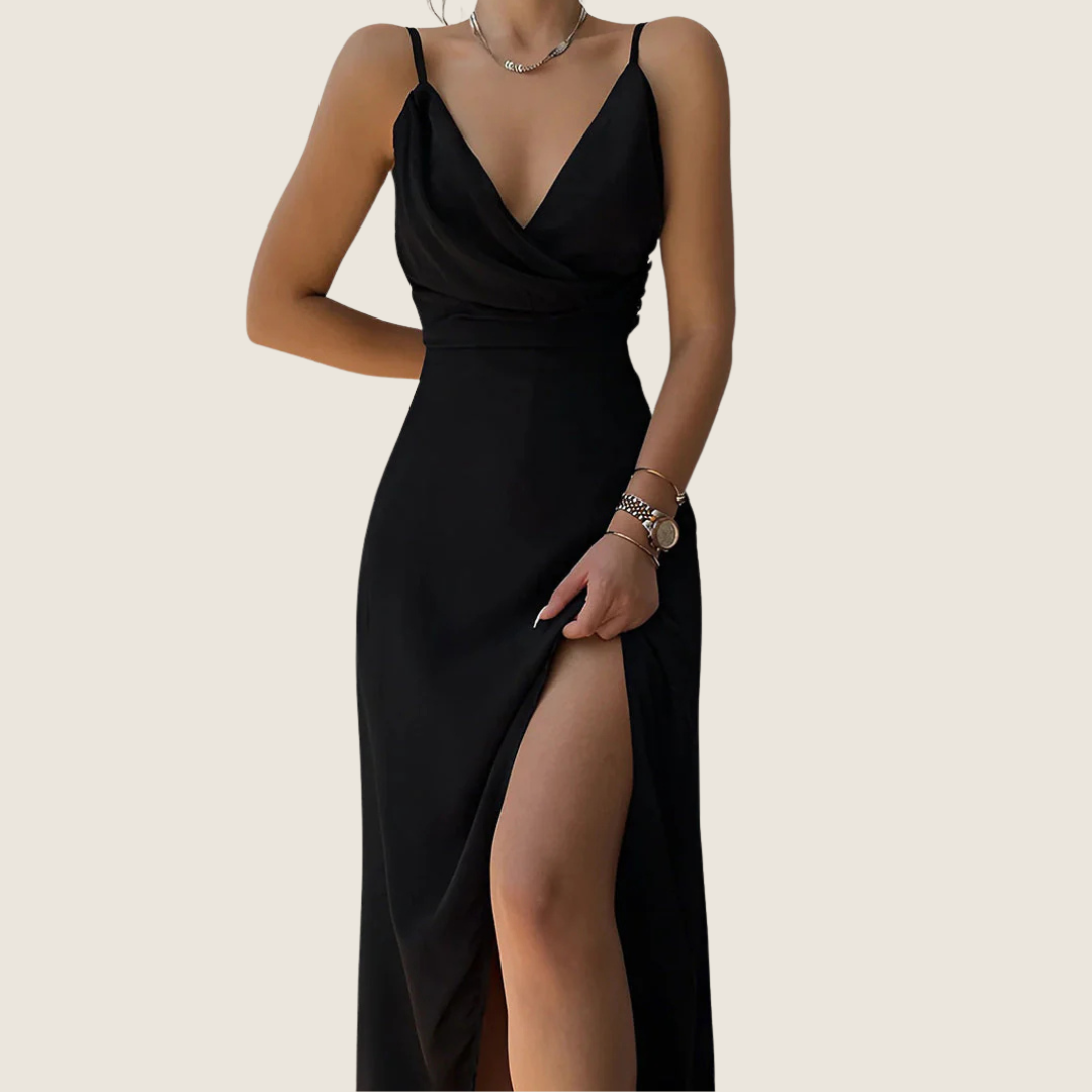 Image of Dominique | Women's V-Neck Slip Midi Dress
