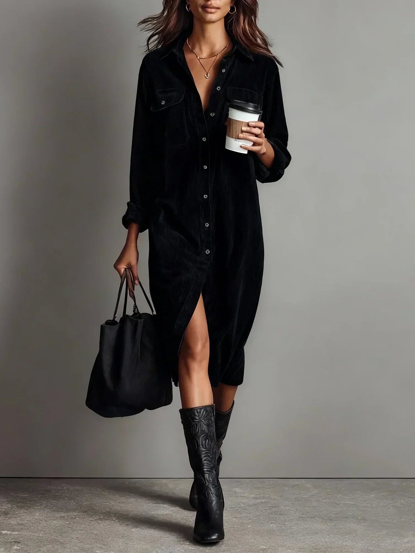 Image of Donna | Women's Button-Down Midi Shirt Dress