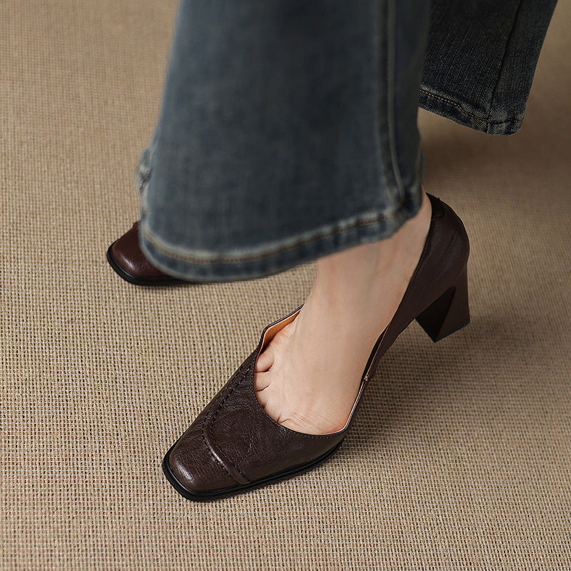 Image of Doris | Women's Block Heels Slip On Shoes