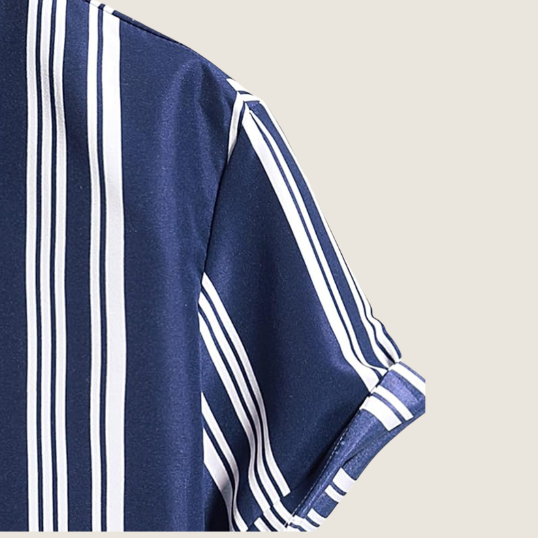 Image of Dwight | Men's Vertical Striped Short Sleeve Casual Shirt