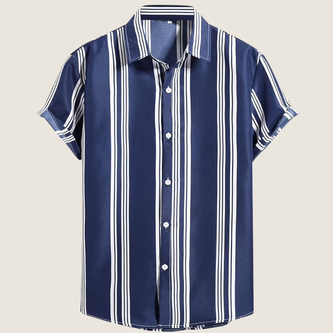 Image of Dwight | Men's Vertical Striped Short Sleeve Casual Shirt