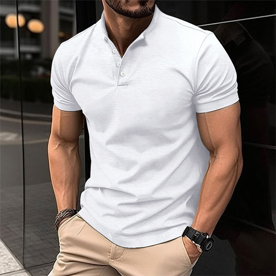 Image of Easton | Men's Short Sleeve Henley Polo Shirt
