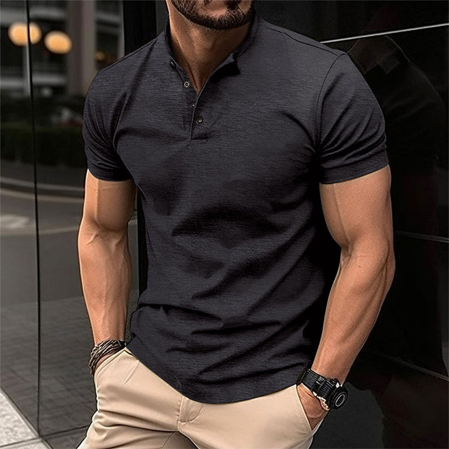 Image of Easton | Men's Short Sleeve Henley Polo Shirt