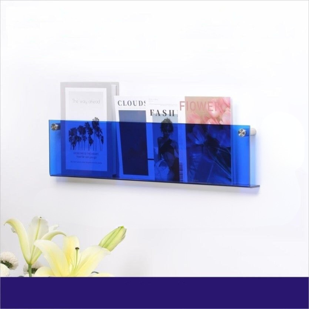 Eco-Friendly Acrylic Magazine Rack – Wall-Mounted Organizer for Magazines – A Stylish and Highly Functional Decor Element.