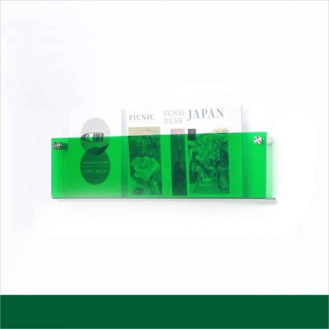 Eco-Friendly Acrylic Magazine Rack – Wall-Mounted Organizer for Magazines – A Stylish and Highly Functional Decor Element.