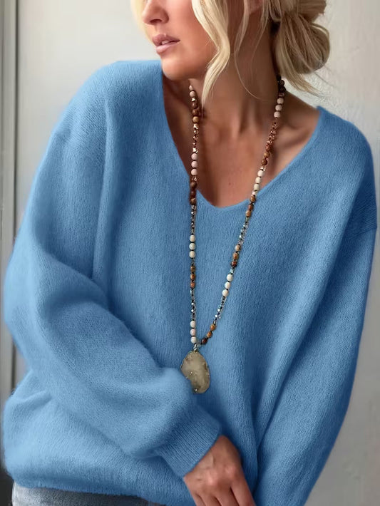 Image of Edith | Women's Oversized V-Neck Sweater