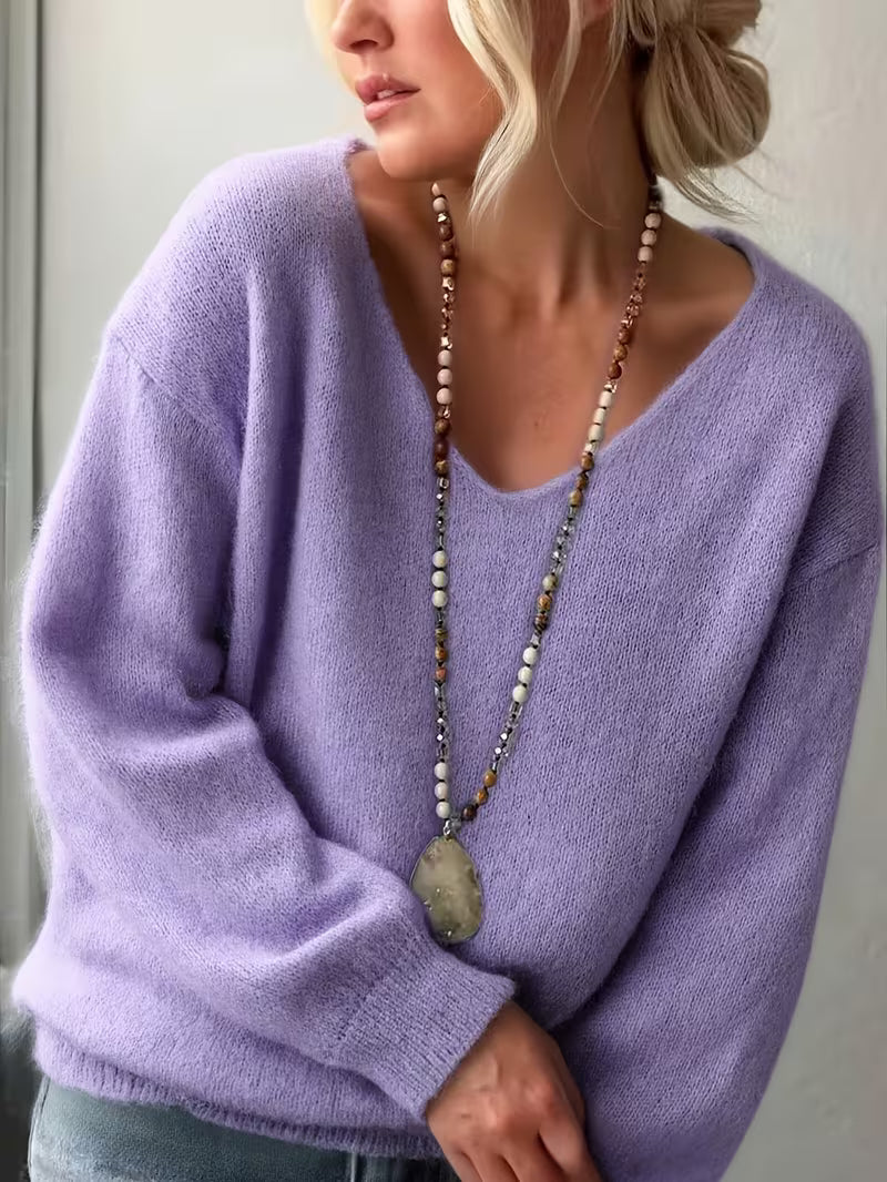 Image of Edith | Women's Oversized V-Neck Sweater