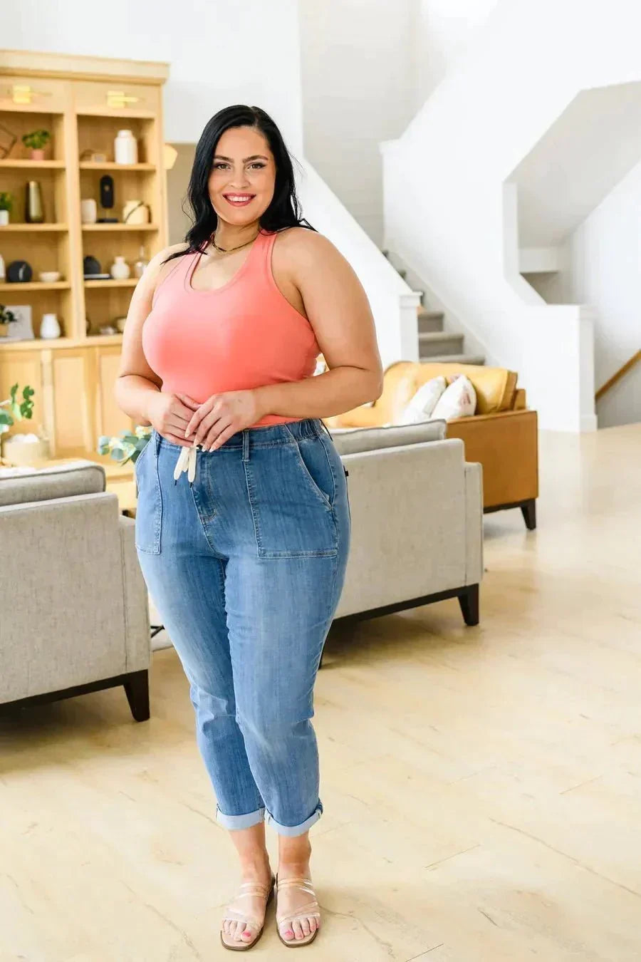 Elastic Waist Jogger Jeans