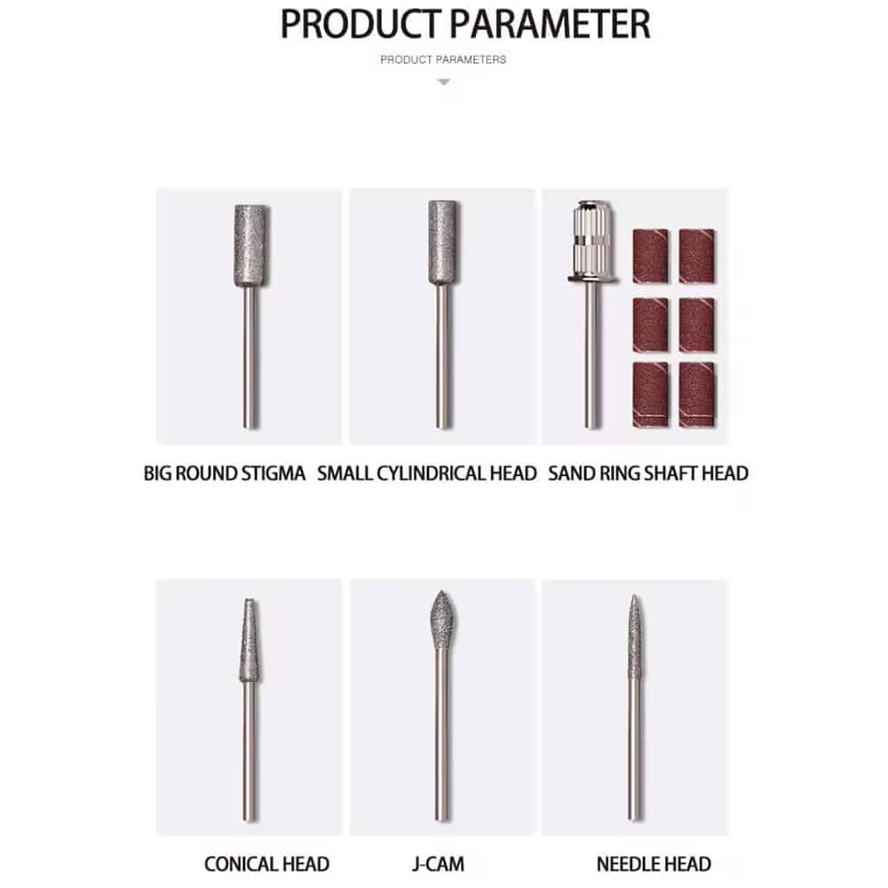 Electric Nail File - Manicure Set - 35000 rpm with 6 bits