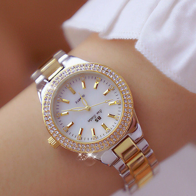 Elegant Women's Watch with Rhinestones and Bracelet