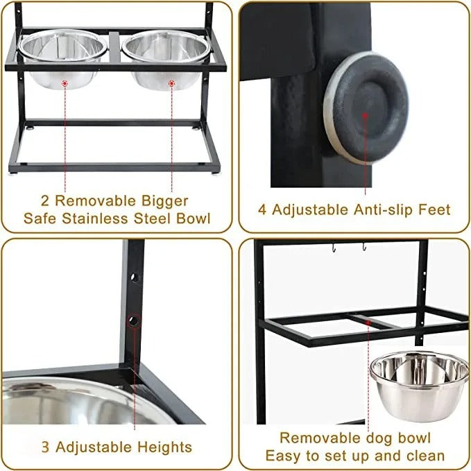 Elevated Dog Bowl with 2 Bowls
