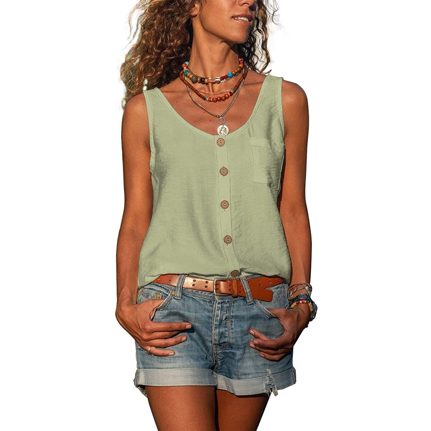 Image of Elizabeth | Women's Button-Front Sleeveless Tank Top
