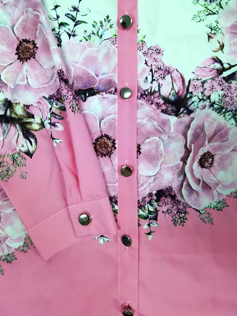 Image of Ellen | Women's Button-Down Floral Blouse