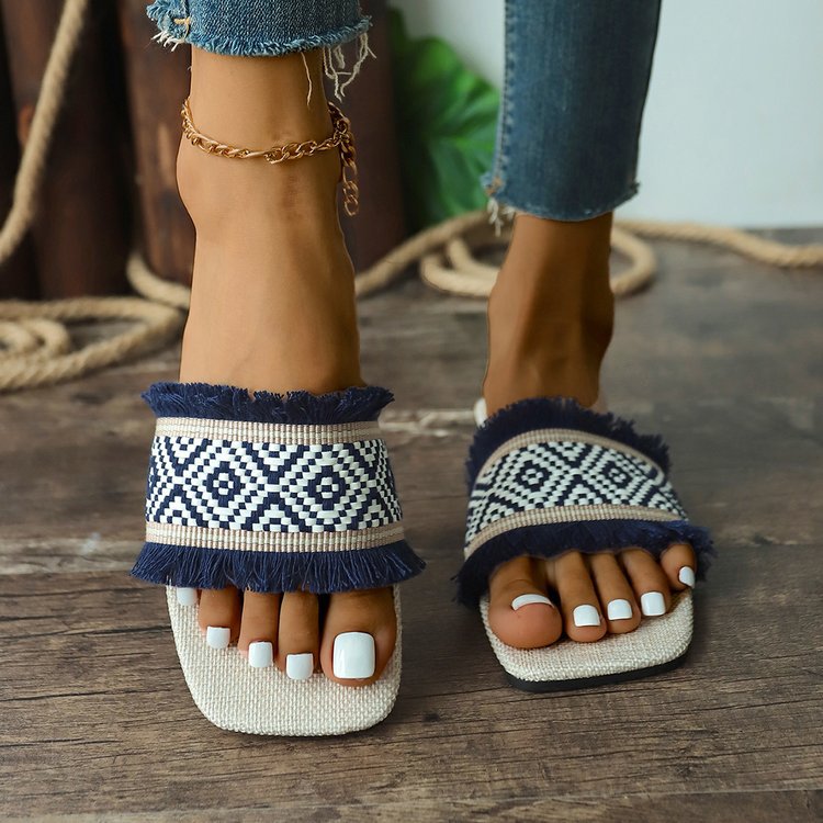 Image of Ellen | Women's Fringe Slides Sandals