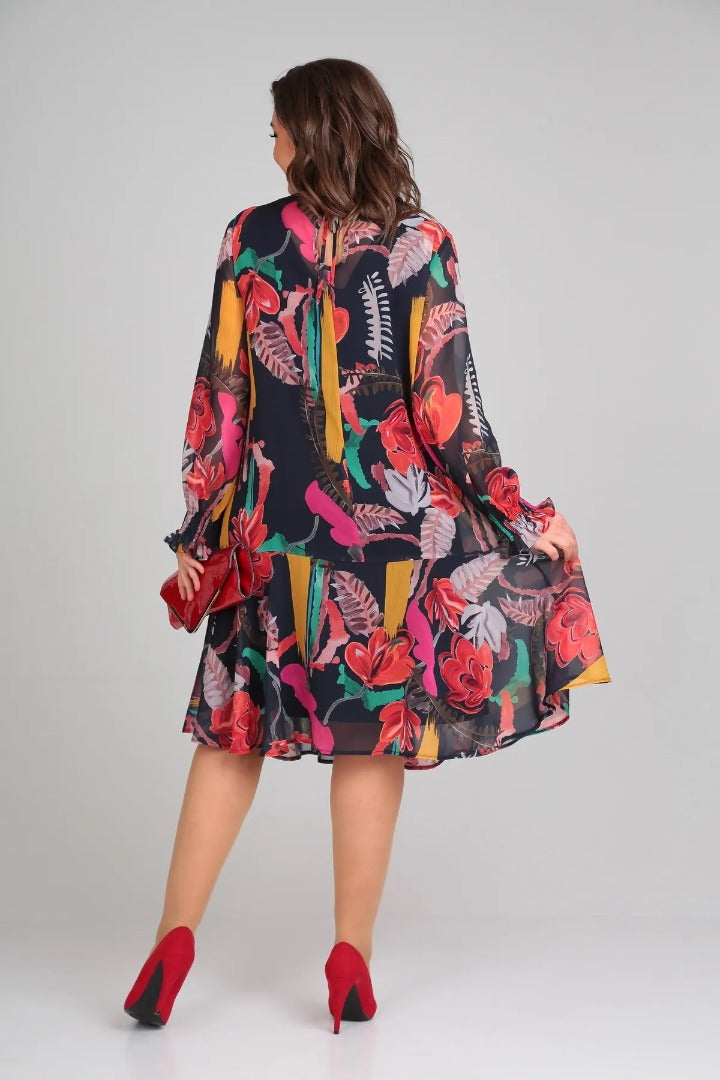 Image of Ellen | Women's Long Sleeve A-Line Midi Dress
