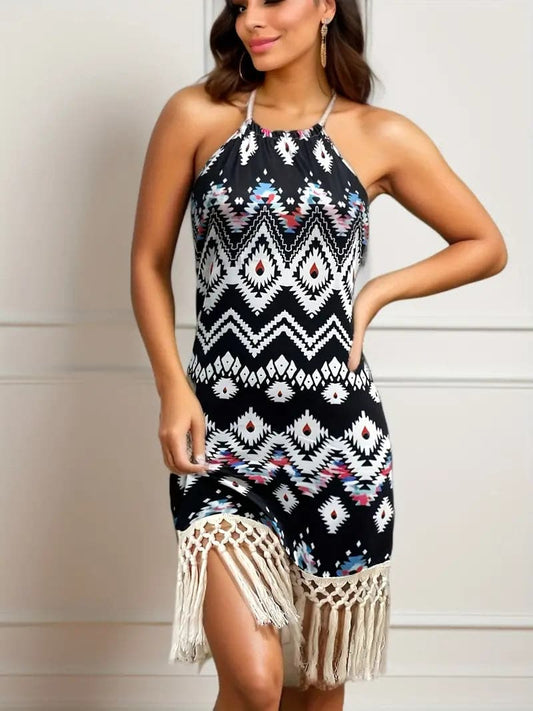 Image of Ellen | Women's Sleeveless Halter Mini Dress