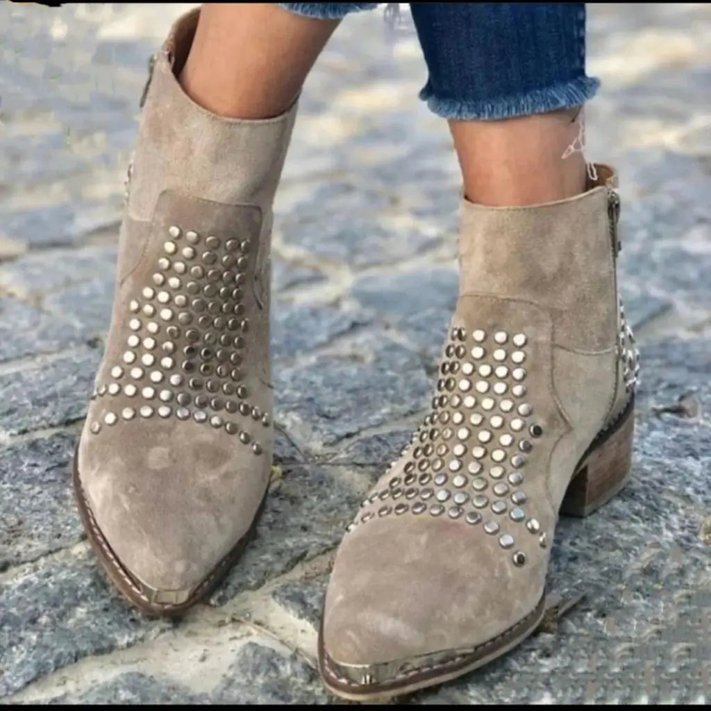 Image of Ellen | Women's Studded Block Heel Ankle Boots