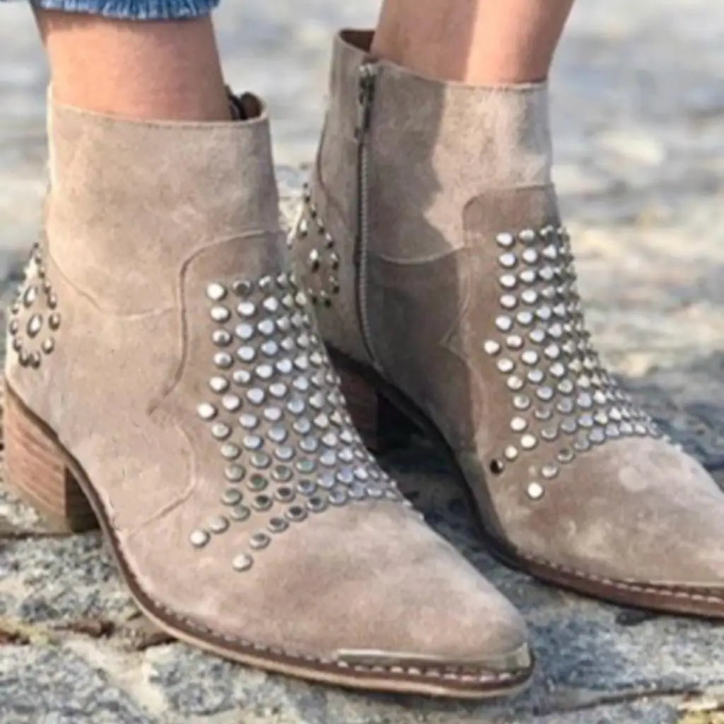 Image of Ellen | Women's Studded Block Heel Ankle Boots