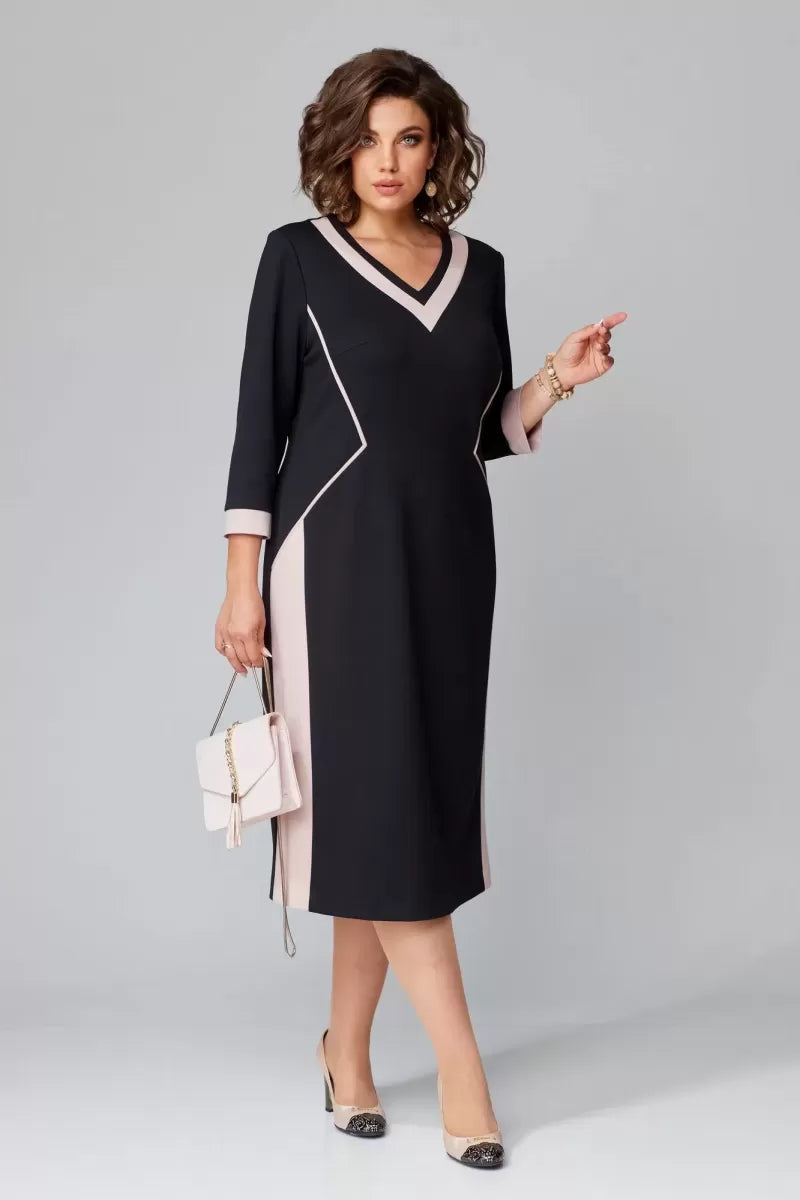 Image of Ellen | Women's V-Neck A-Line Midi Dress