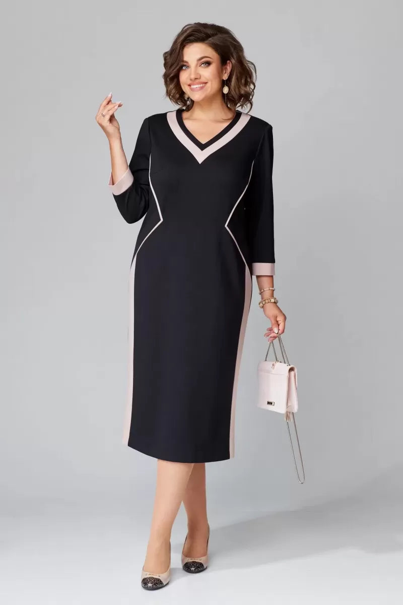 Image of Ellen | Women's V-Neck A-Line Midi Dress