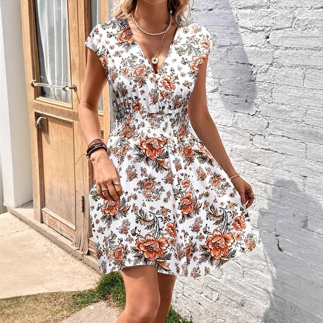 Image of Ellen | Women's V-Neck A-Line Mini Dress