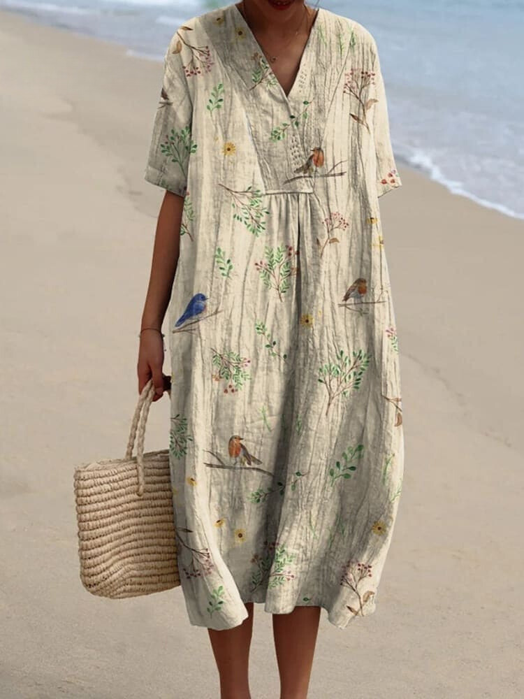 Image of Ellen | Women's V-Neck Midi Dress