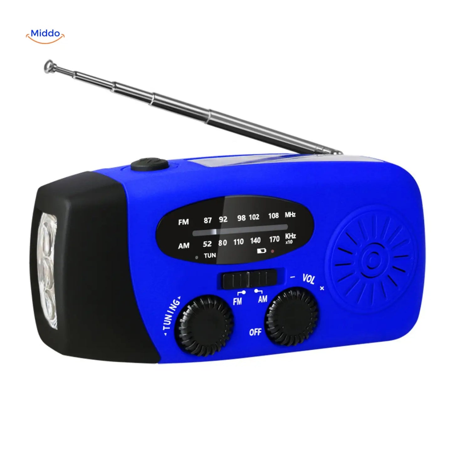 Emergency Radio, Flashlight, Reading Lamp, Compass, SOS & Solar Rechargeable – SolarPower™ Pro