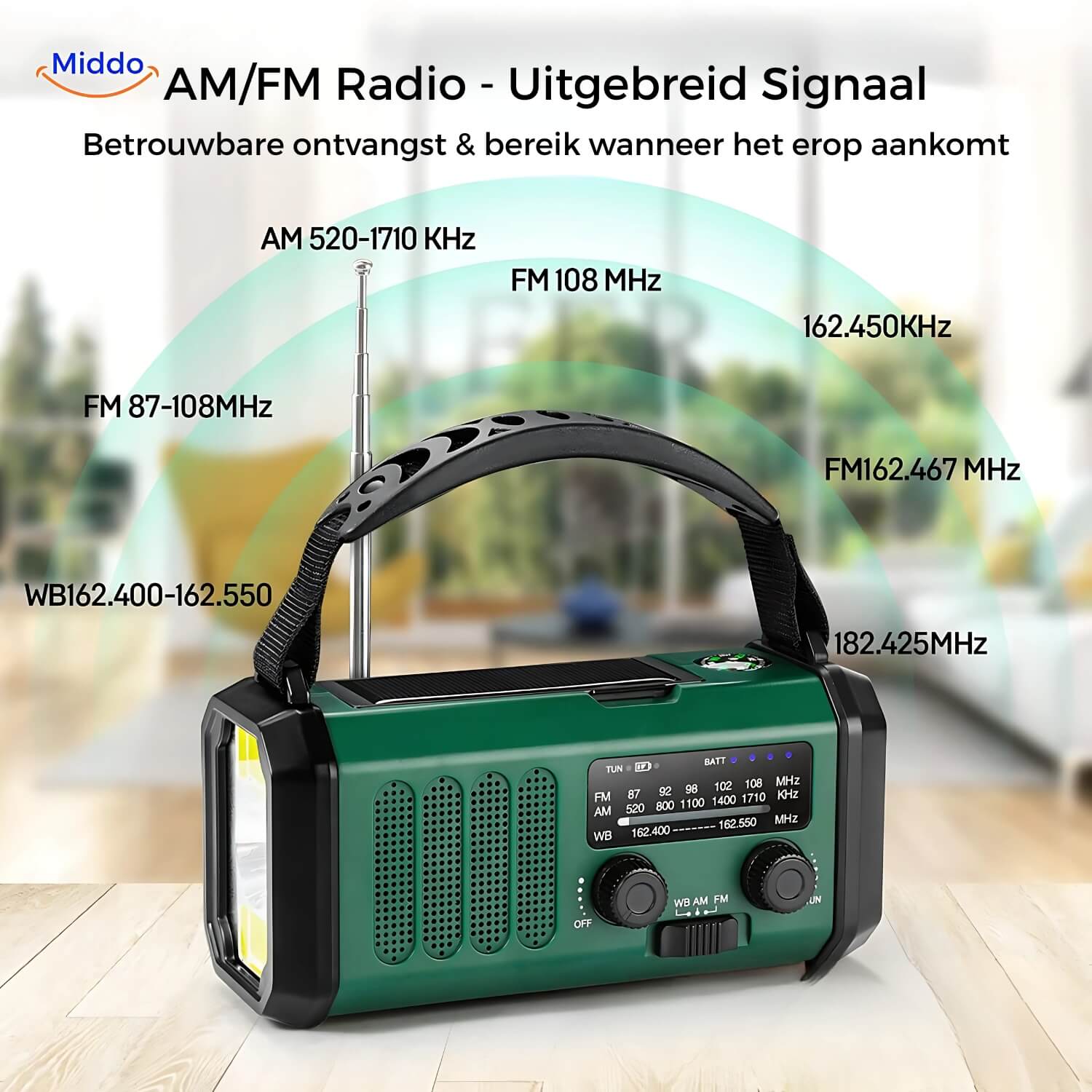 Emergency Radio, Flashlight, Reading Lamp, Compass, SOS & Solar Rechargeable – SolarPower™ Pro