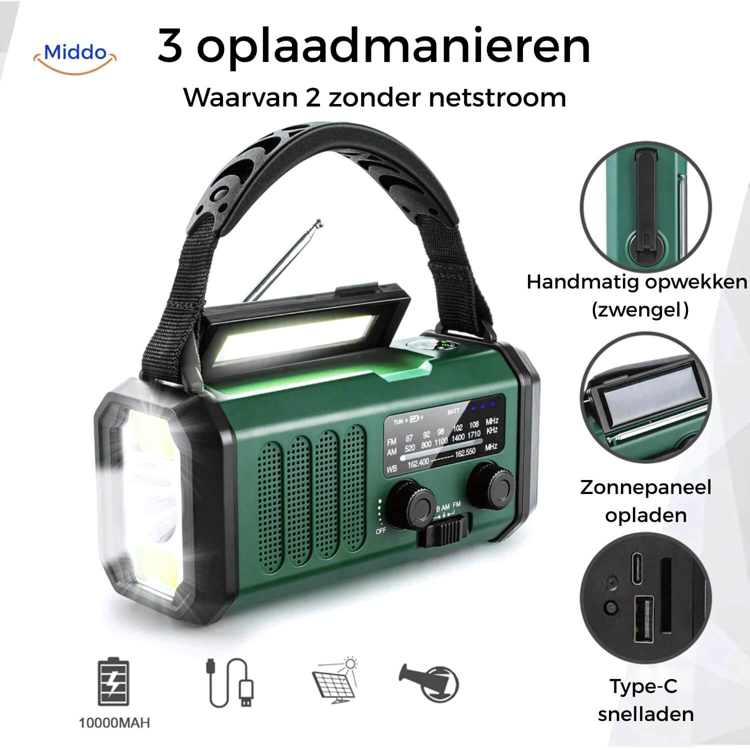 Emergency Radio, Flashlight, Reading Lamp, Compass, SOS & Solar Rechargeable – SolarPower™ Pro