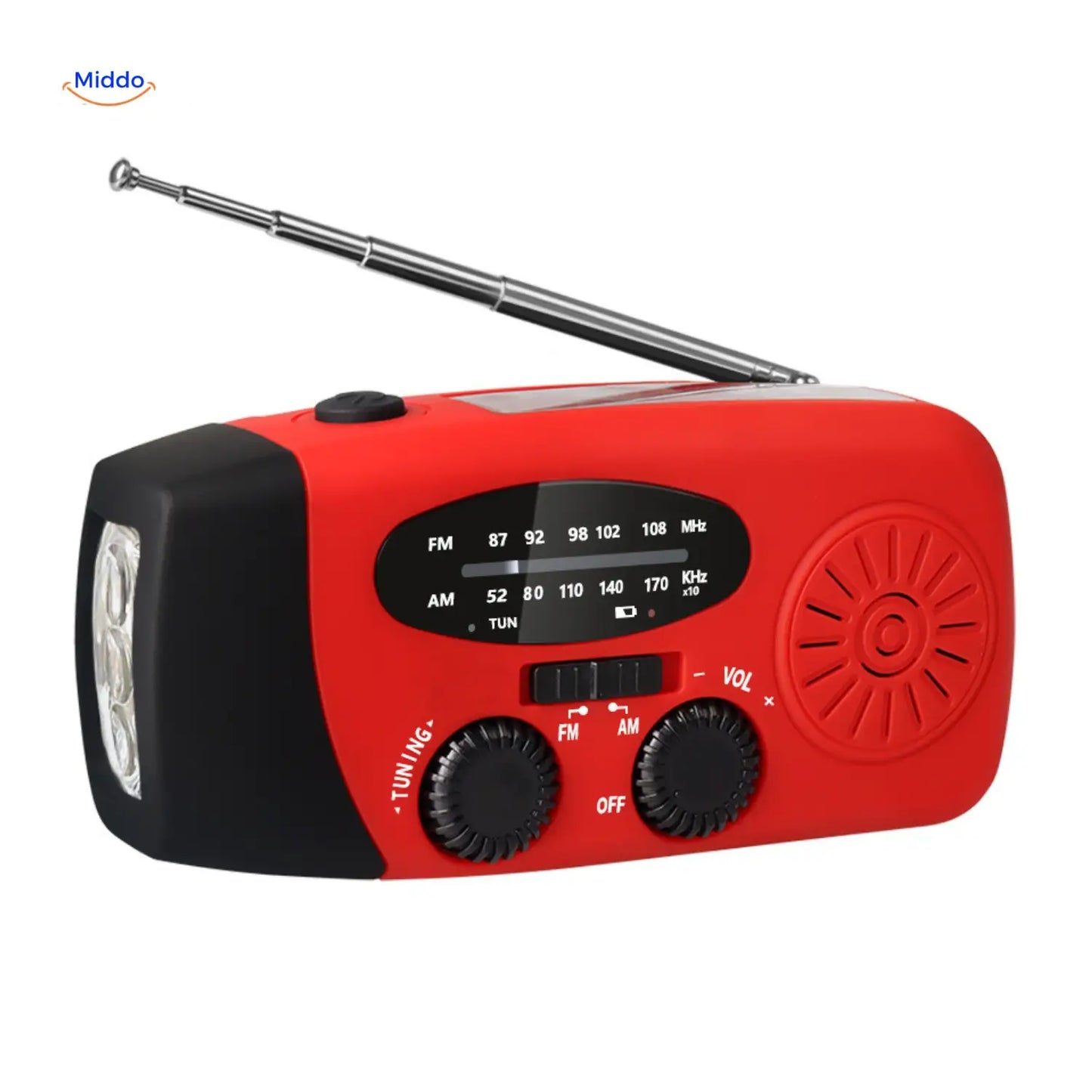 Emergency Radio, Flashlight, Reading Lamp, Compass, SOS & Solar Rechargeable – SolarPower™ Pro