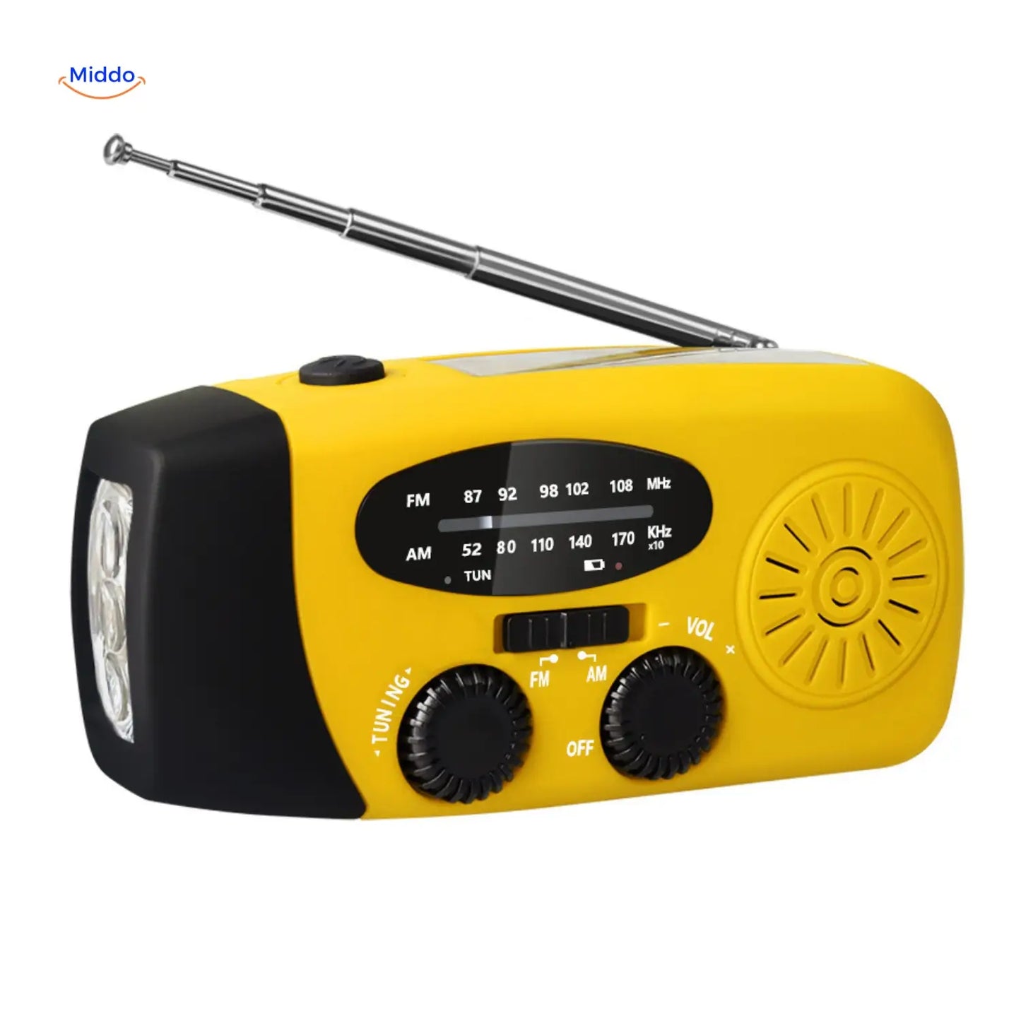 Emergency Radio, Flashlight, Reading Lamp, Compass, SOS & Solar Rechargeable – SolarPower™ Pro