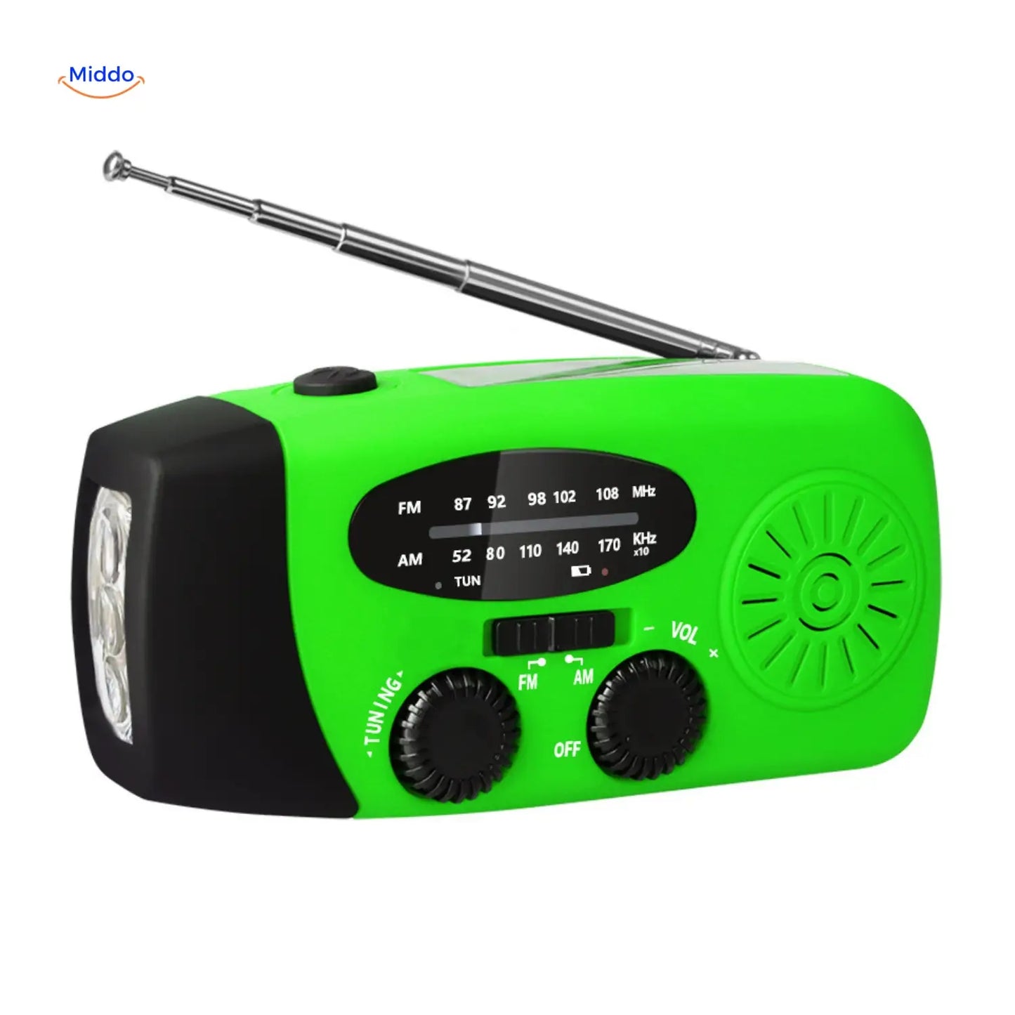 Emergency Radio, Flashlight, Reading Lamp, Compass, SOS & Solar Rechargeable – SolarPower™ Pro