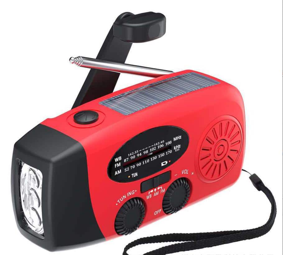 Emergency Radio FM/AM with Built-in Solar Panels, Flashlight, Powerbank & Hand Crank