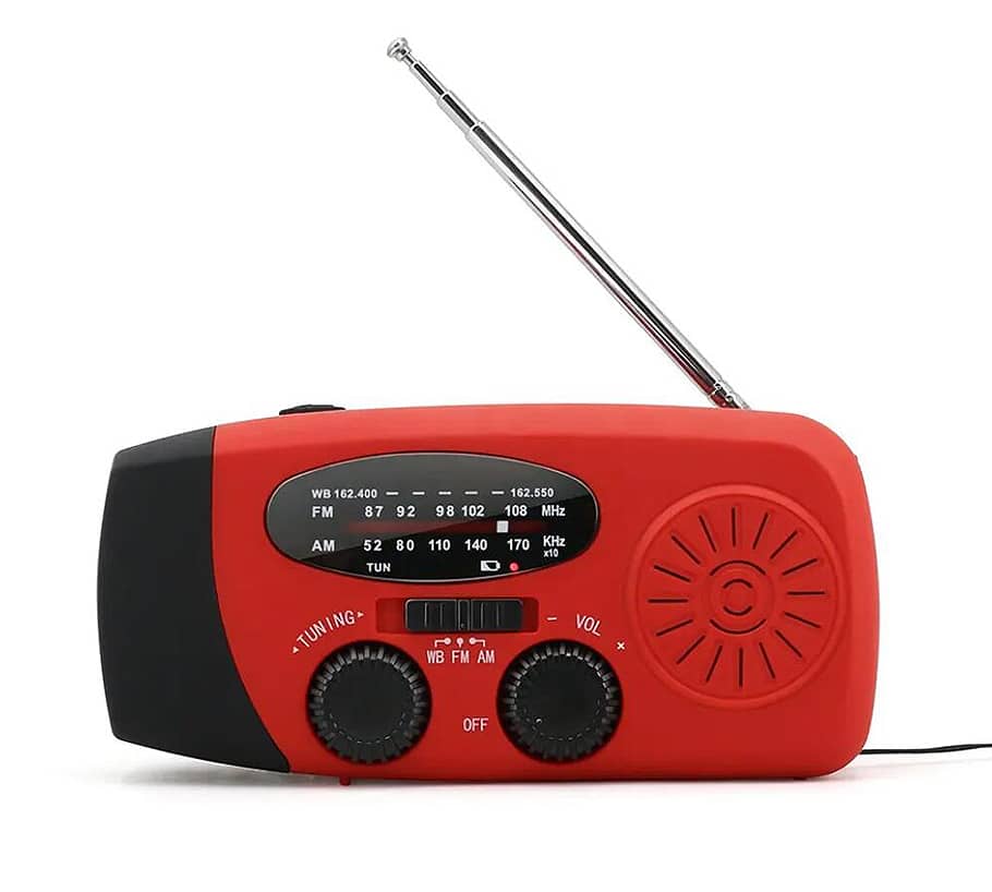 Emergency Radio FM/AM with Built-in Solar Panels, Flashlight, Powerbank & Hand Crank
