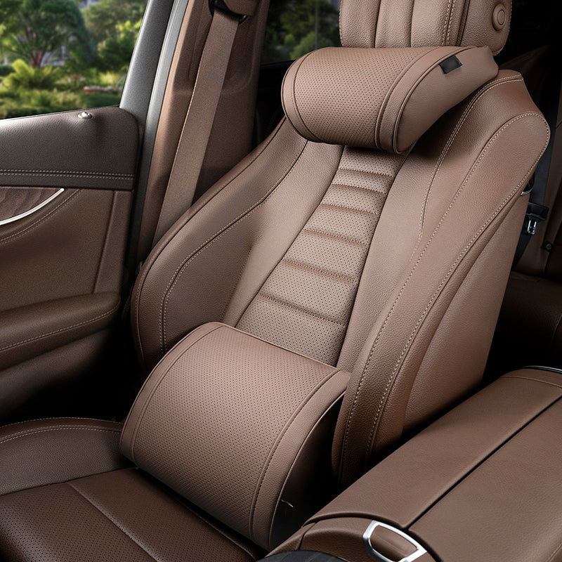 Ergonomic Memory Foam Car Support Set - Lumbar Cushion and Headrest